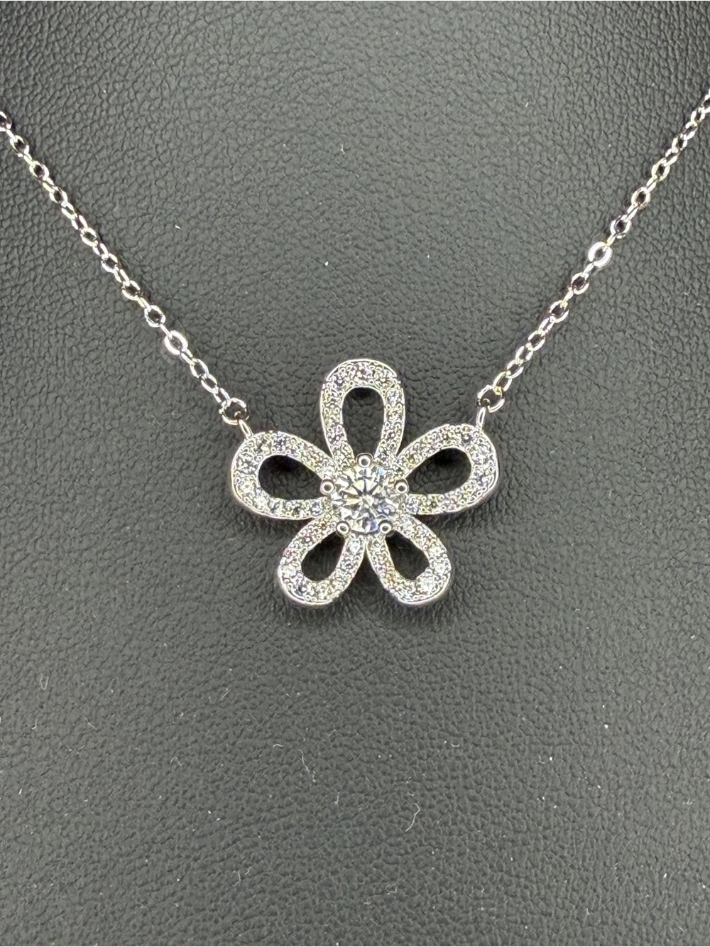 GRA Certified .5ct Moissanite Sterling Silver Flower Necklace | New w/ GRA Cert - Picture 4 of 4
